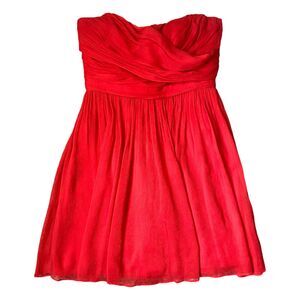 J. Crew Arabella Strapless Mini Dress Red Silk Chiffon